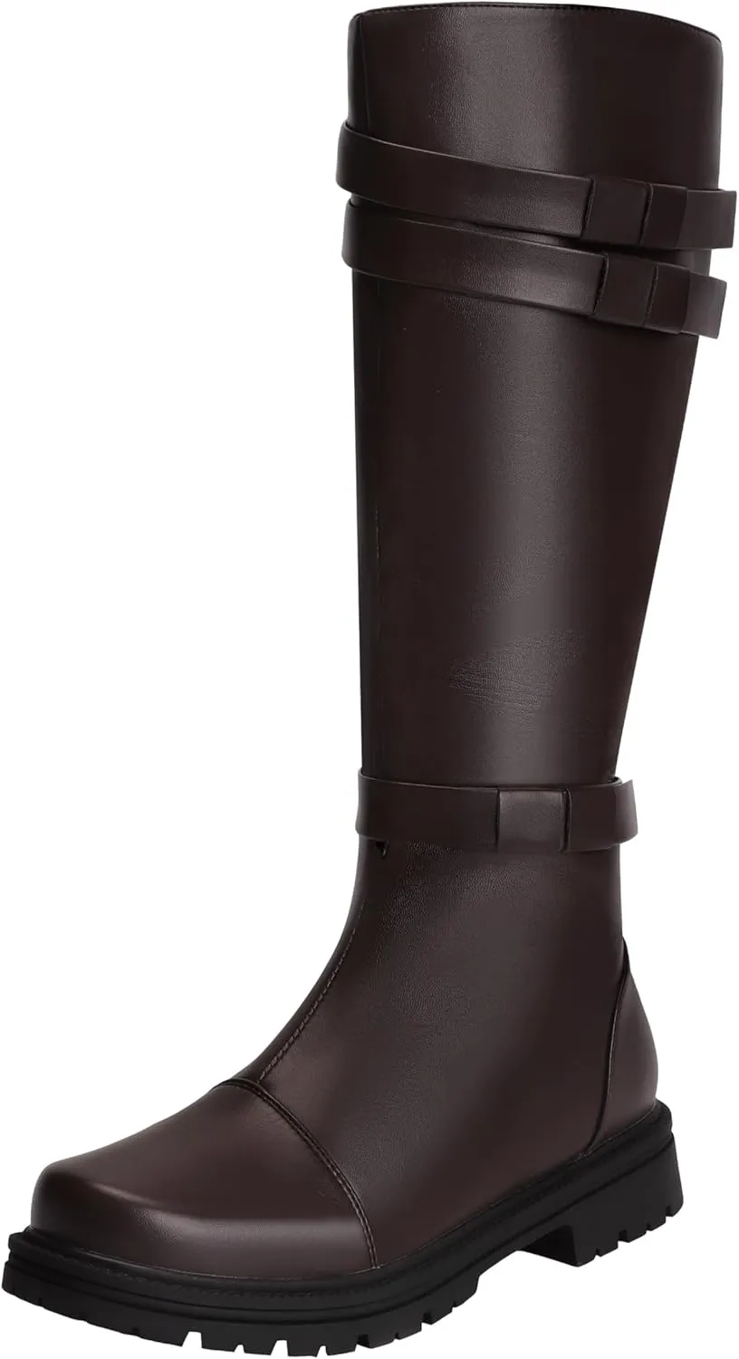 ACE SHOCK Mens Tall Boots Medieval Renaissance Pirate Cosplay Boot Halloween Costume Shoes