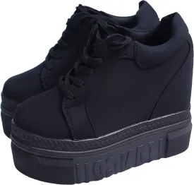 ACE SHOCK Women Fashion Platform Sneakers High Hidden Heel Wedge Walking Shoes Brides Wedding Shoes
