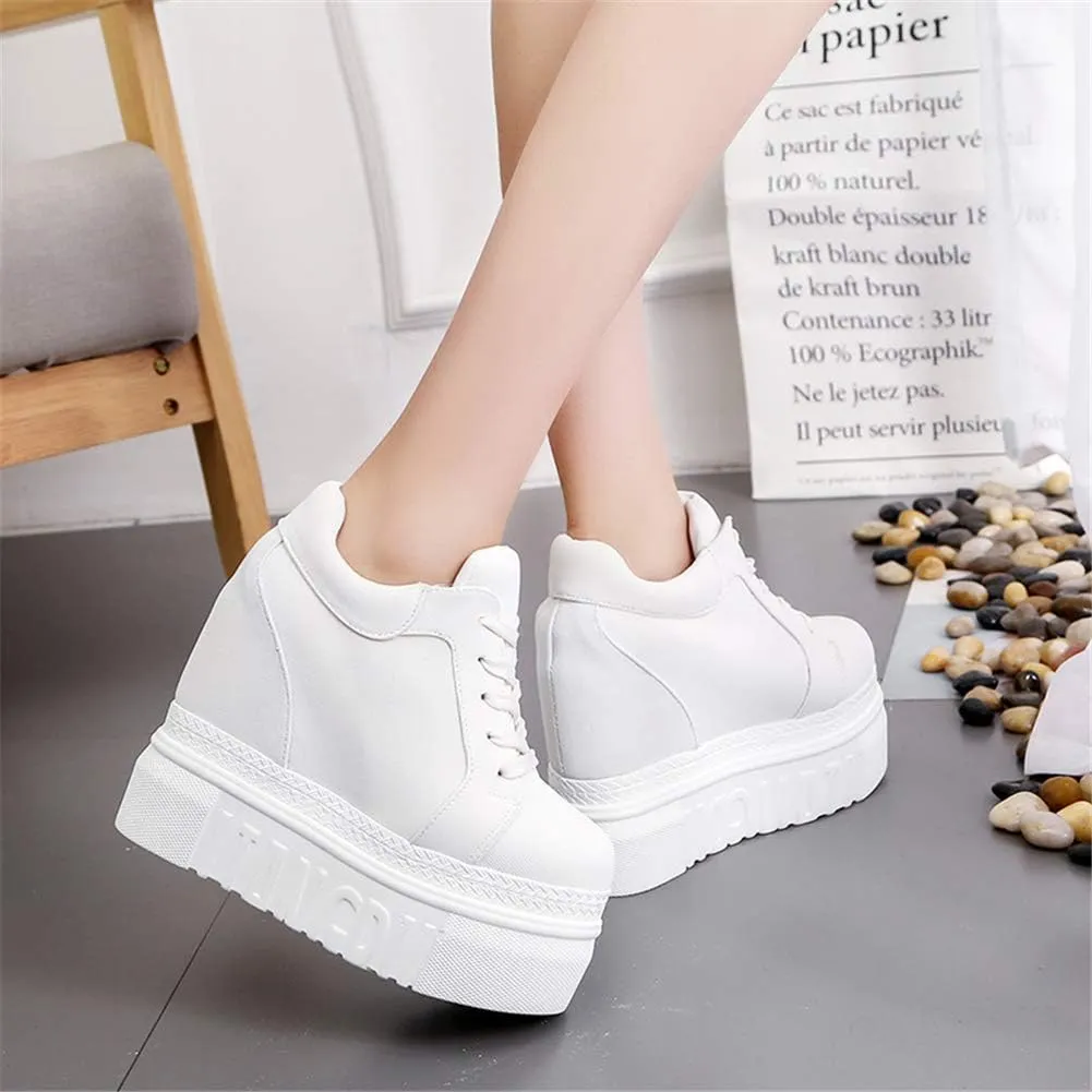 ACE SHOCK Women Fashion Platform Sneakers High Hidden Heel Wedge Walking Shoes Brides Wedding Shoes