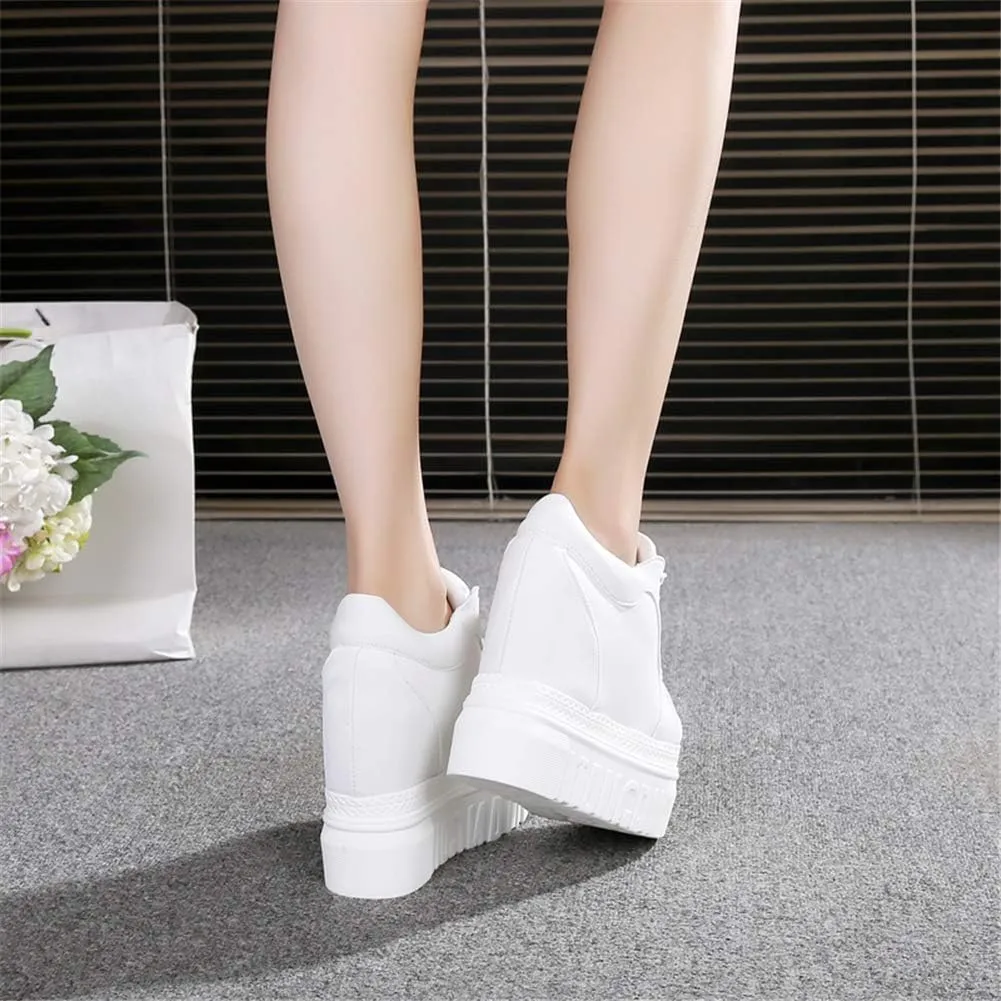 ACE SHOCK Women Fashion Platform Sneakers High Hidden Heel Wedge Walking Shoes Brides Wedding Shoes