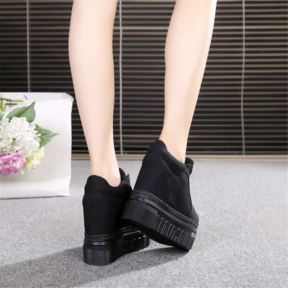 ACE SHOCK Women Fashion Platform Sneakers High Hidden Heel Wedge Walking Shoes Brides Wedding Shoes