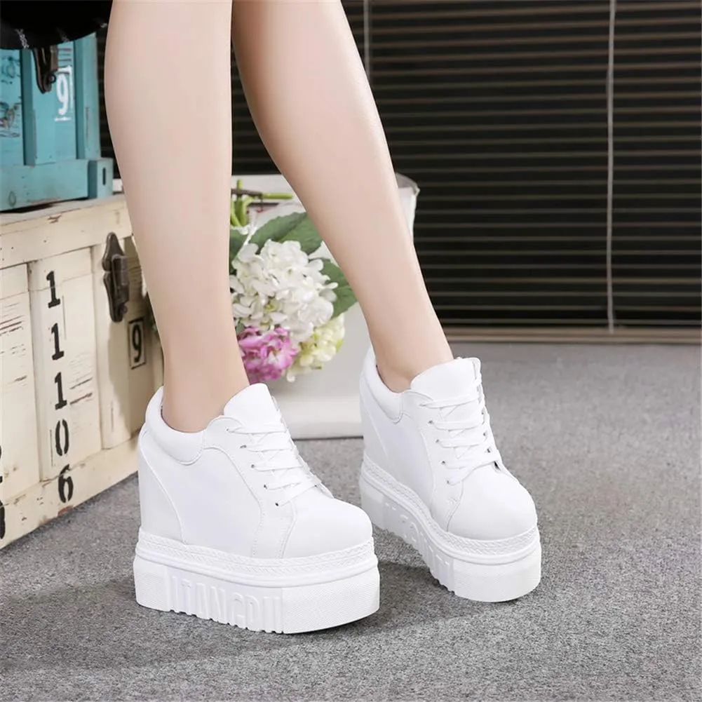 ACE SHOCK Women Fashion Platform Sneakers High Hidden Heel Wedge Walking Shoes Brides Wedding Shoes
