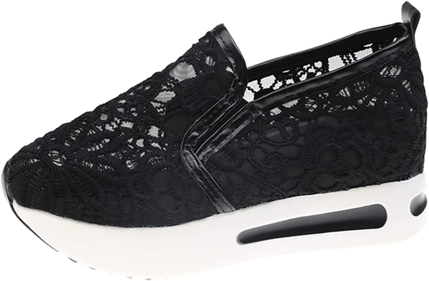 Aniywn Women's Slip-on Walking Shoes Mesh Breathable Sequins Platform Sneakers Summer High Heel Hidden Wedges Sneaker