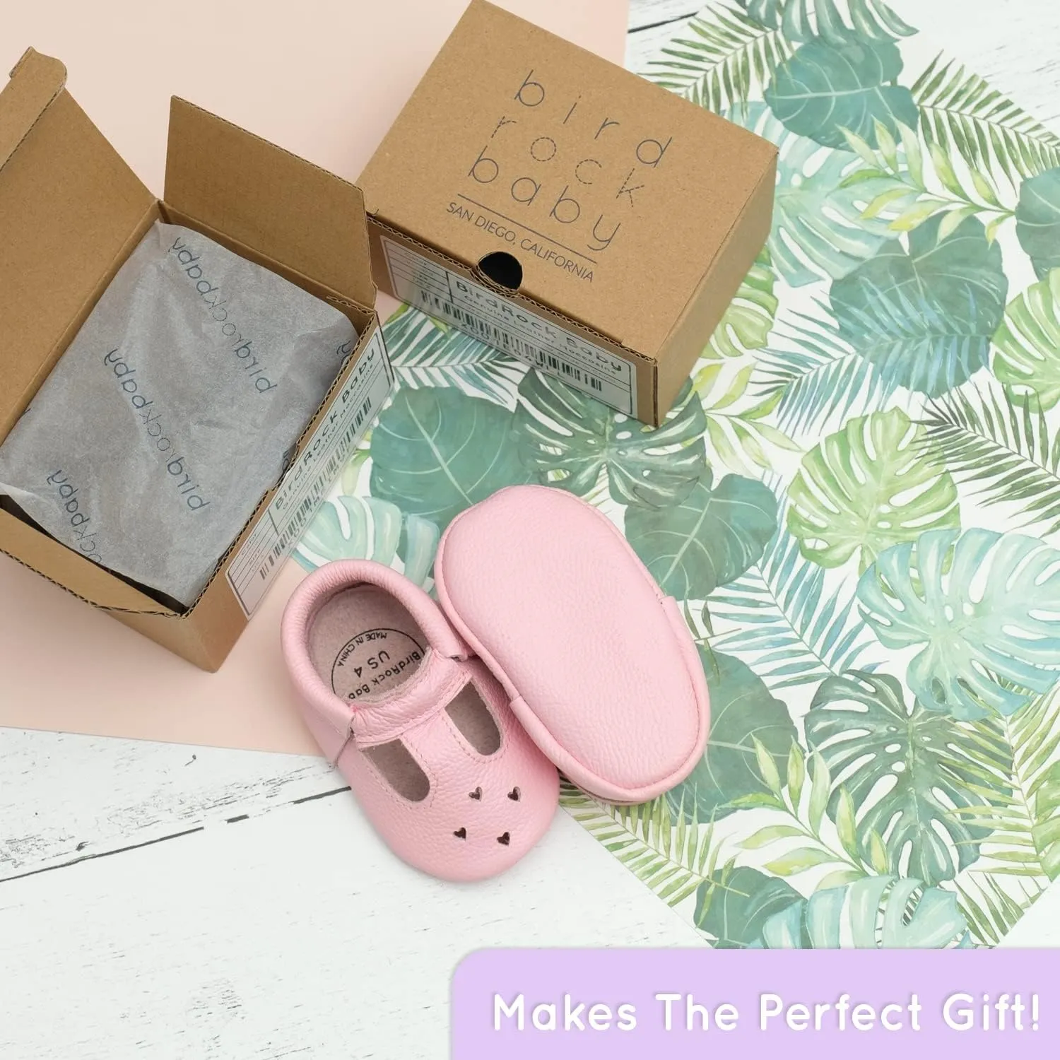 BirdRock Baby Mary Jane Moccasins - Genuine Leather Soft Sole Baby Girl Shoes for Newborns, Infants, Babies, and Toddlers