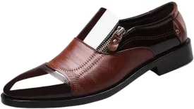 Black Men's Invisible Height Increasing Elevator Shoes Leather Slip-on Lightweight Formal Dress Loafers