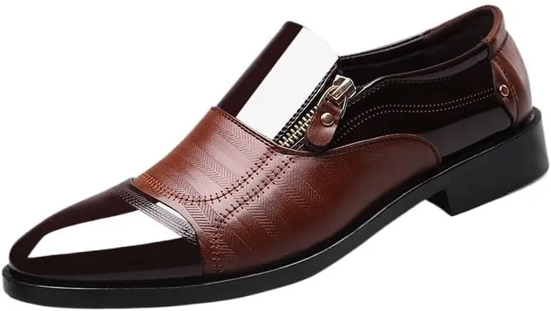 Black Men's Invisible Height Increasing Elevator Shoes Leather Slip-on Lightweight Formal Dress Loafers
