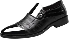 Black Men's Invisible Height Increasing Elevator Shoes Leather Slip-on Lightweight Formal Dress Loafers
