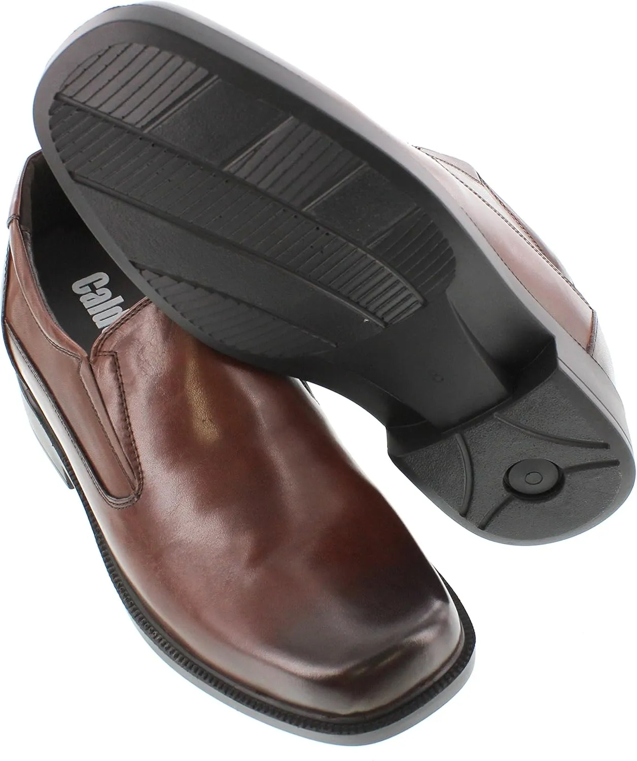 Calden Men's Invisible Height Increasing Elevator Shoes - Dark Brown Leather Slip-on Lightweight Casual Loafers - 3.3 Inches Taller - K31713 - Size 7.5 D(M) US
