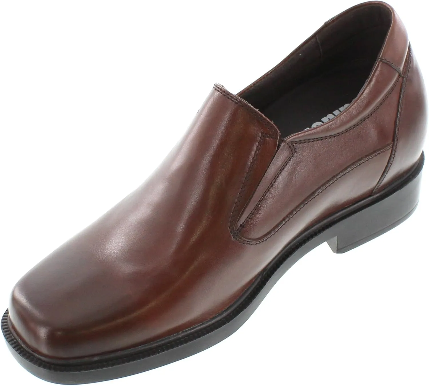 Calden Men's Invisible Height Increasing Elevator Shoes - Dark Brown Leather Slip-on Lightweight Casual Loafers - 3.3 Inches Taller - K31713 - Size 7.5 D(M) US