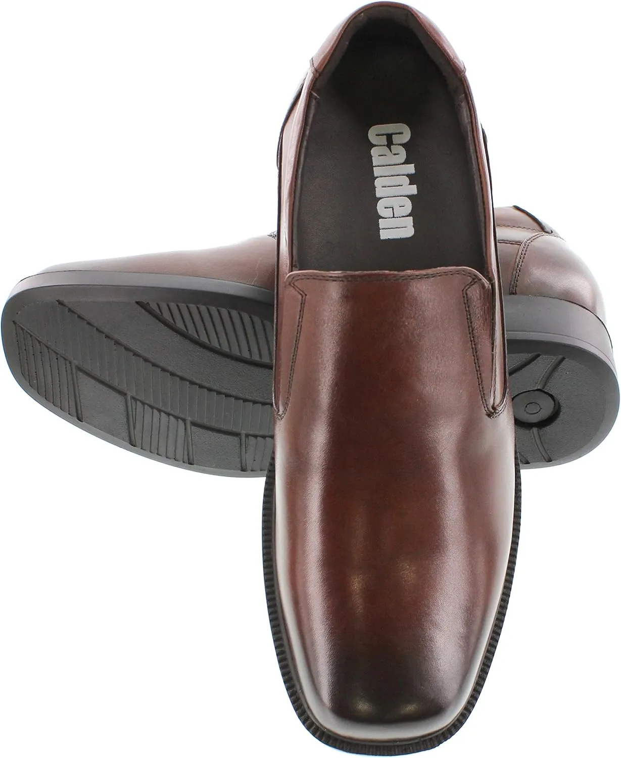 Calden Men's Invisible Height Increasing Elevator Shoes - Dark Brown Leather Slip-on Lightweight Casual Loafers - 3.3 Inches Taller - K31713 - Size 7.5 D(M) US