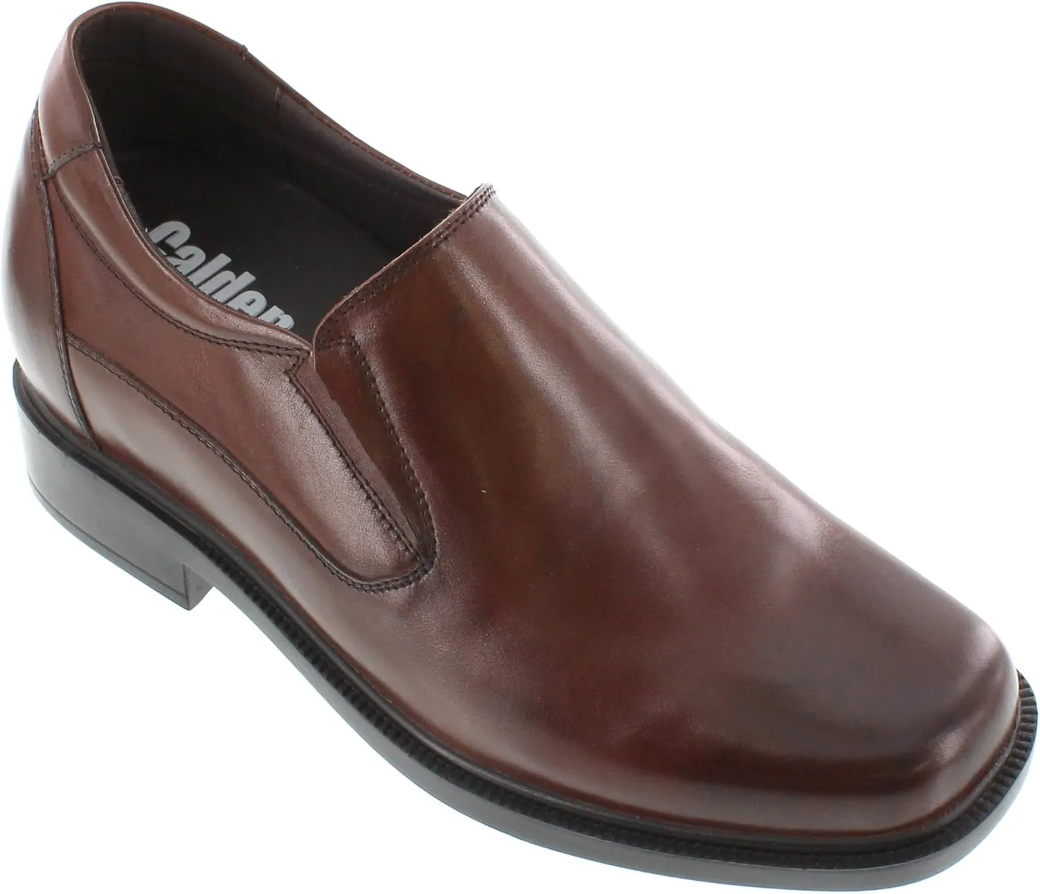 Calden Men's Invisible Height Increasing Elevator Shoes - Dark Brown Leather Slip-on Lightweight Casual Loafers - 3.3 Inches Taller - K31713 - Size 7.5 D(M) US