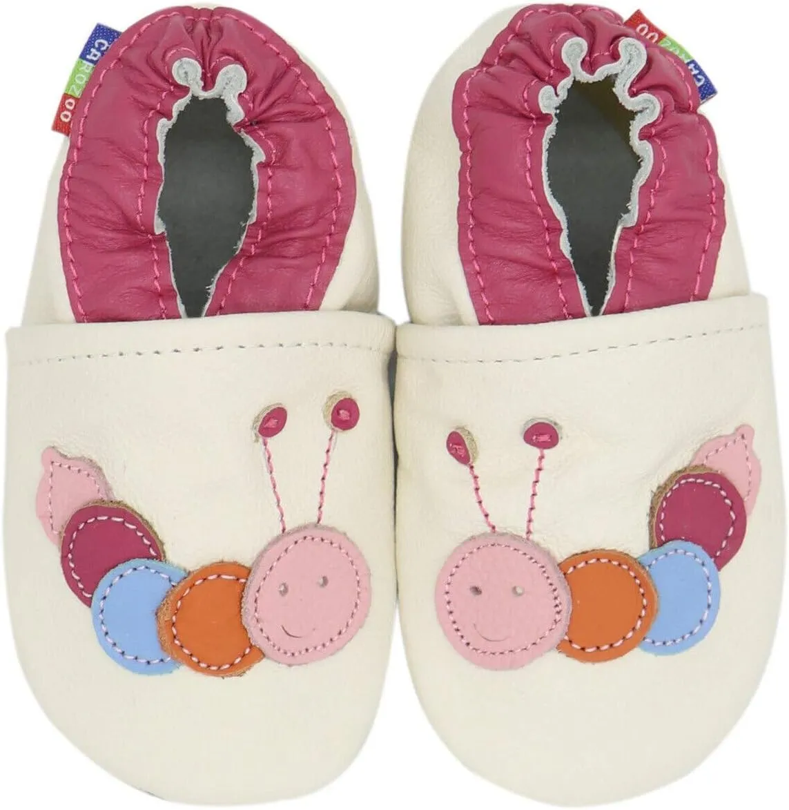 Carozoo Black Cat White S Unisex Baby Soft Sole Leather Shoes