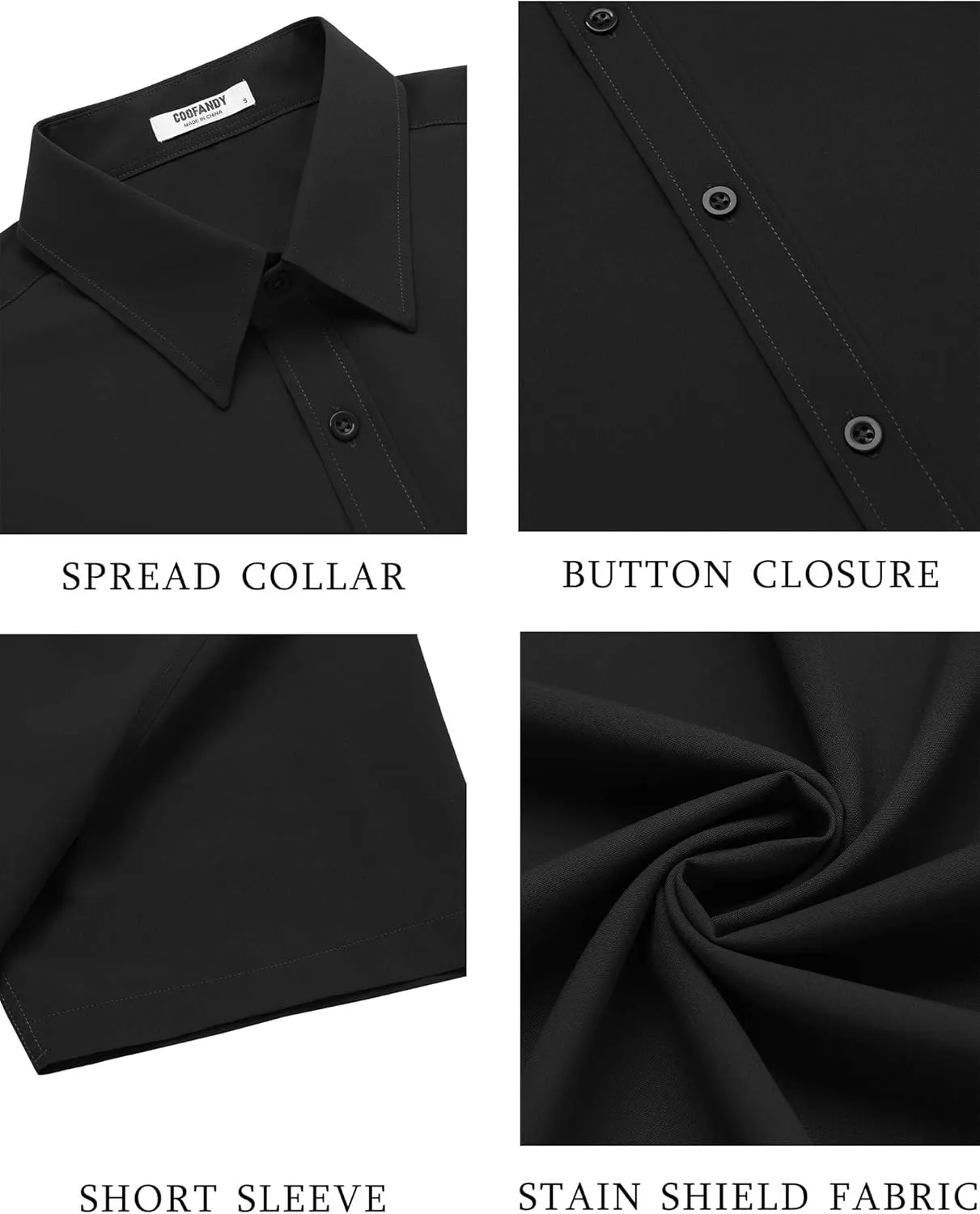 COOFANDY Men's Button Down Shirts Stain Shield Dress Shirts Short Sleeve Summer Business Casual Shirts