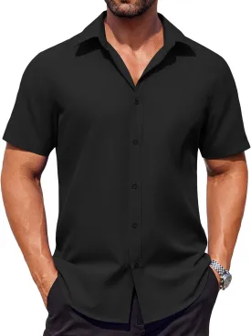 COOFANDY Men's Button Down Shirts Stain Shield Dress Shirts Short Sleeve Summer Business Casual Shirts