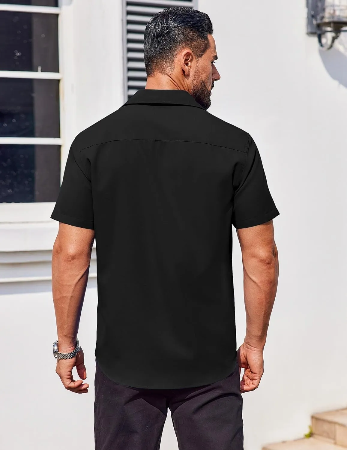COOFANDY Men's Button Down Shirts Stain Shield Dress Shirts Short Sleeve Summer Business Casual Shirts