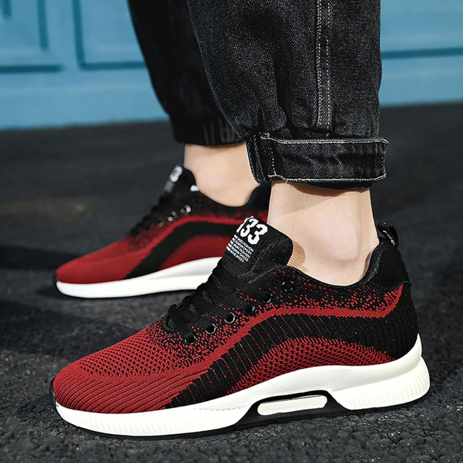 Couple Men's Elevator Shoes Men's Casual Mesh Trainers Lightweight Breathable Lace Up Sports Shoes Vintage Mens Sneaker