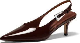 Coutgo Womens Slingback Heels Kitten Low Heel Dress Shoes Closed Pointed Toe Buckle Pumps Work Wedding Shoes