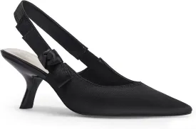 Coutgo Womens Slingback Kitten Heels Closed Pointed Toe Bowknot Knitted Slip On Work Pumps Dress Shoes