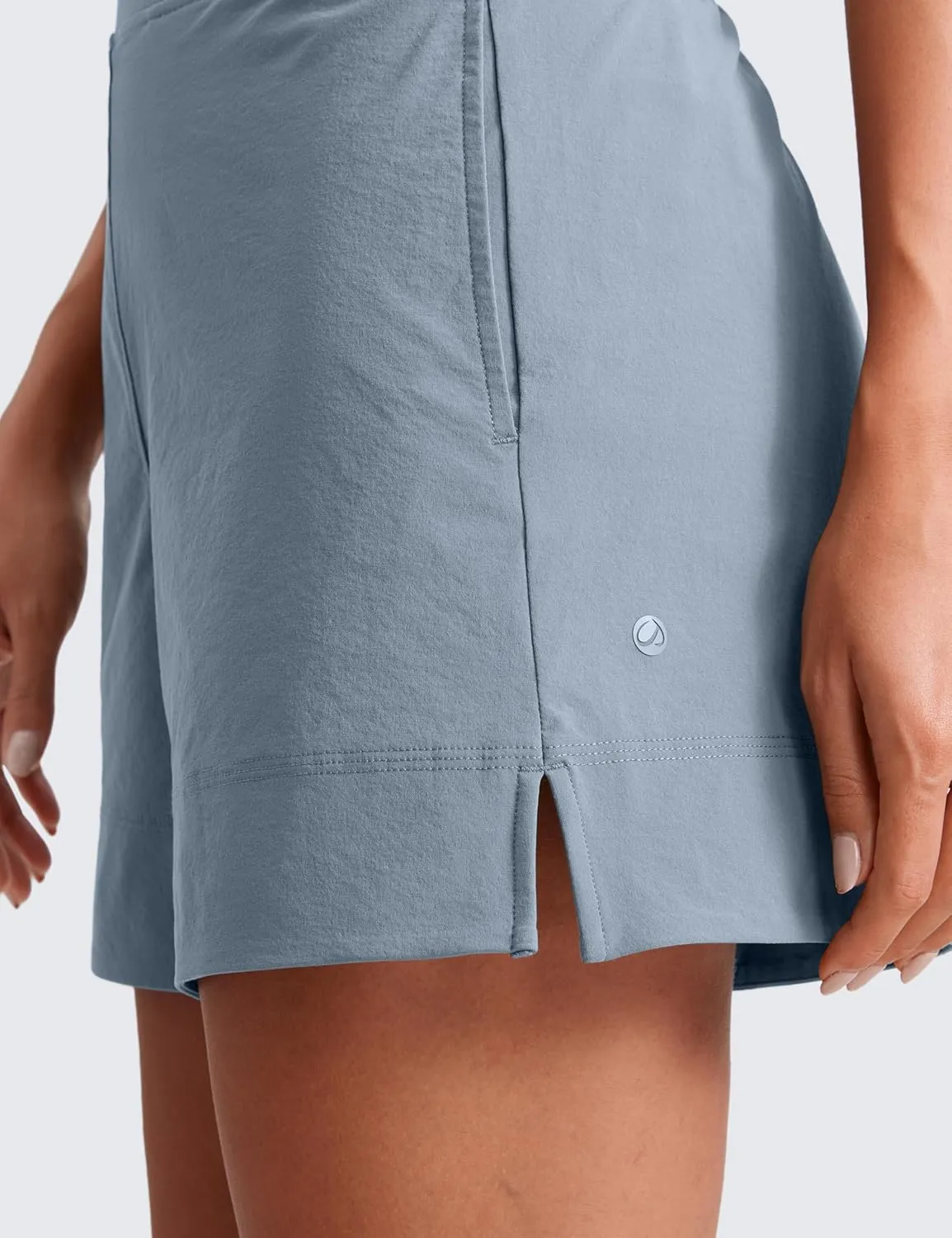 CRZ YOGA Stretch Womens Shorts Casual 4" Linerless High Waisted V Slit for Athletic Hiking Dress Golf with Pockets