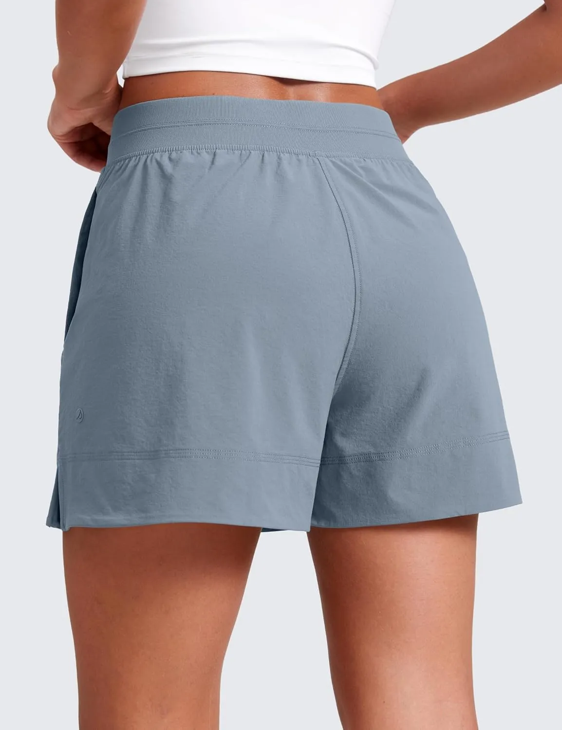 CRZ YOGA Stretch Womens Shorts Casual 4" Linerless High Waisted V Slit for Athletic Hiking Dress Golf with Pockets
