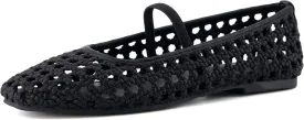 CUSHIONAIRE Weavy Squared Toe Woven Ballet Flats Shoes for Women with Memory Foam | Comfortable Mary Jane Flats for Women with Breathable Mesh Design | Wide Widths Available