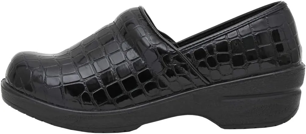 CUSHIONAIRE Women's Claire Slip-On Clog, Vegan Leather, Memory Foam, Lightweight Comfort Clog with 1.5-Inch Heel