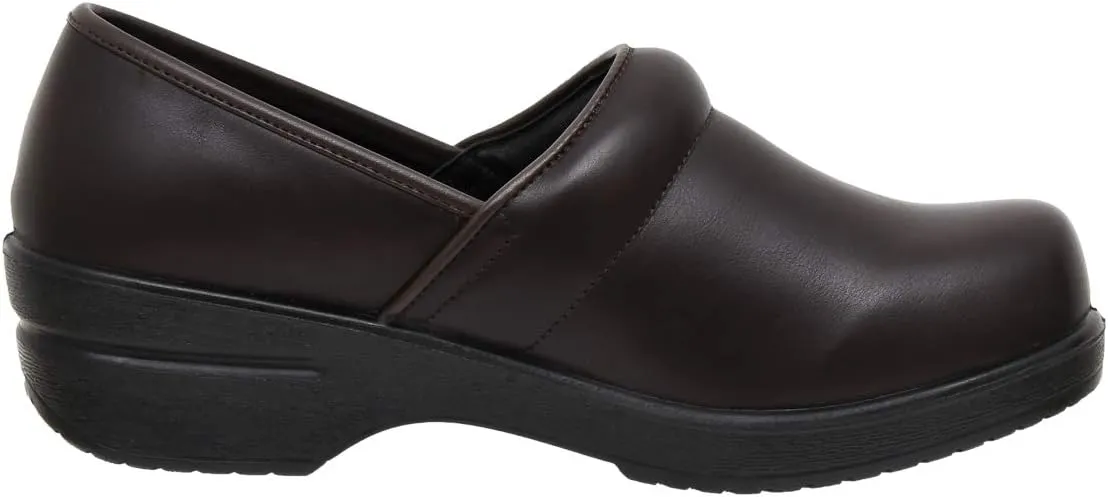 CUSHIONAIRE Women's Claire Slip-On Clog, Vegan Leather, Memory Foam, Lightweight Comfort Clog with 1.5-Inch Heel