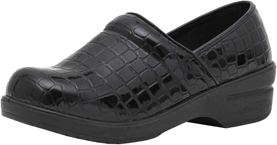 CUSHIONAIRE Women's Claire Slip-On Clog, Vegan Leather, Memory Foam, Lightweight Comfort Clog with 1.5-Inch Heel