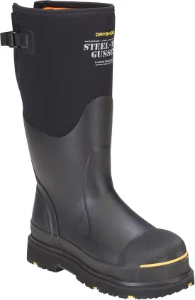 Dryshod Mens Slip Resistant Steel-Toe Gusset Work Safety Shoes |Waterproof | Rubber | Black