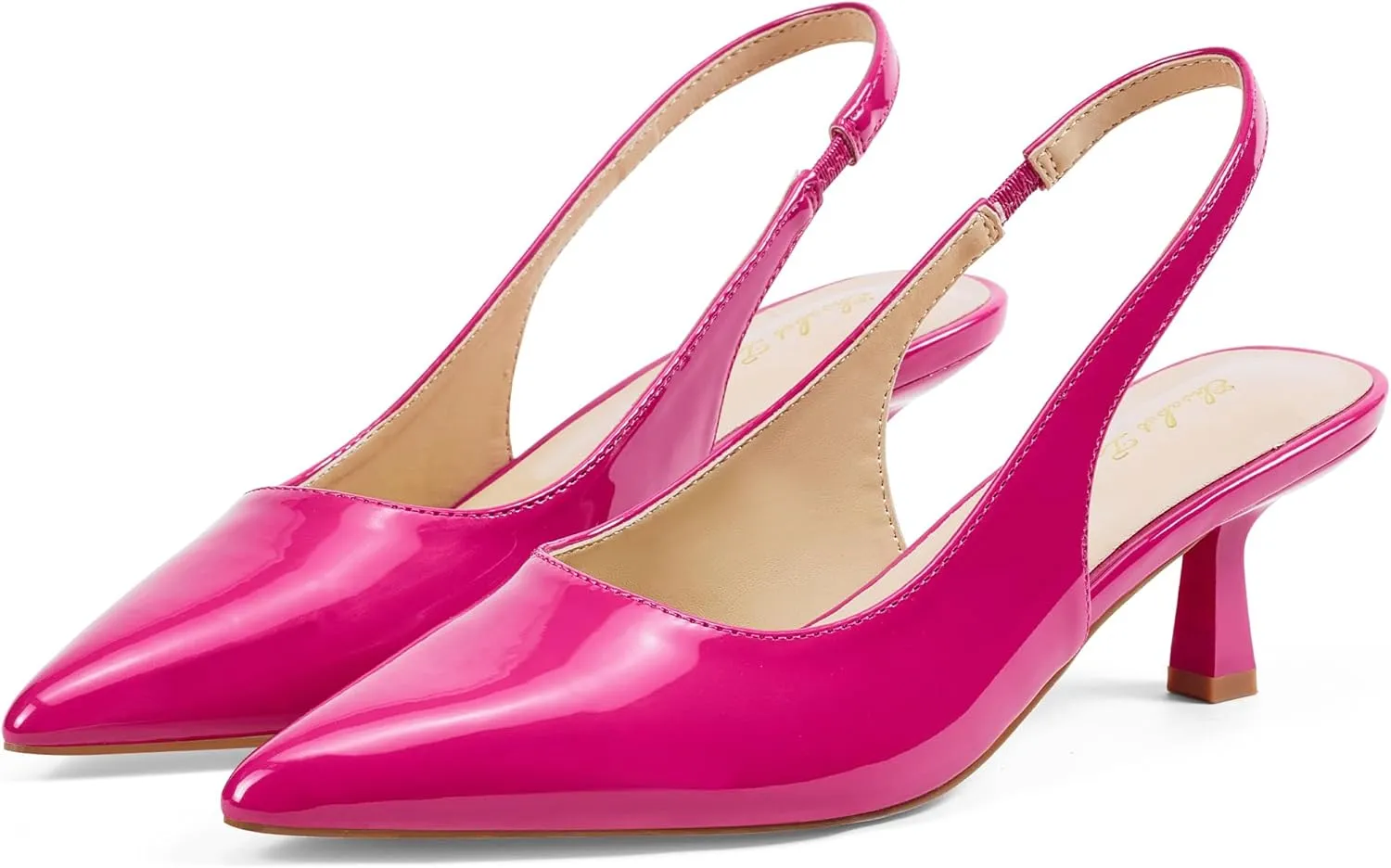 Elisabet Tang Women's Slingback Kitten Heel,Sexy Pointed Closed Toe Stilettos Pumps Slingback Heels for Women Slip on Elastic Strap Wedding Party Dress Sandals Shoes