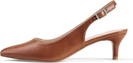 GENSHUO Low Kitten Heels Women's Slingback Dressy Pumps Pointed Closed Toe Ankle Strap Elegant Wedding Pumps Formal Comfortable Shoes