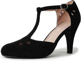 J. Adams Pepper Mary Janes - Vintage Cutout Low Kitten Heels Retro T Strap Pumps