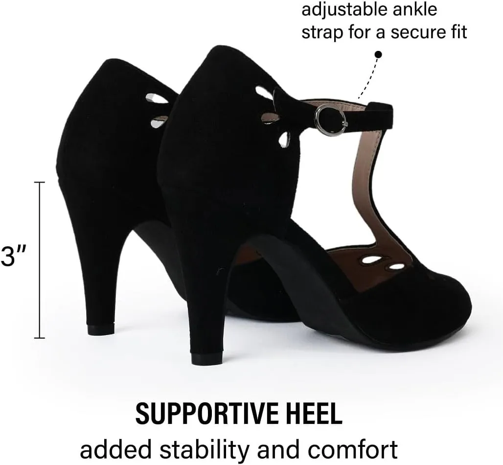 J. Adams Pepper Mary Janes - Vintage Cutout Low Kitten Heels Retro T Strap Pumps