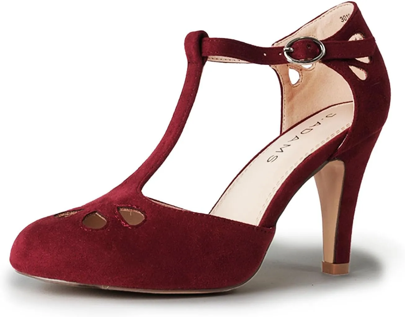 J. Adams Pepper Mary Janes - Vintage Cutout Low Kitten Heels Retro T Strap Pumps