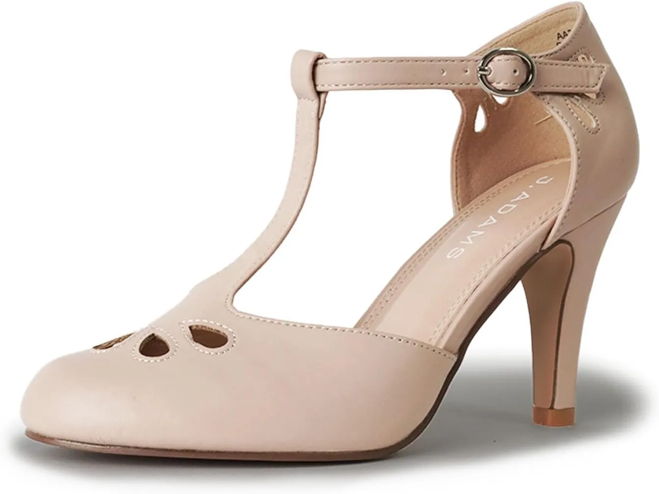 J. Adams Pepper Mary Janes - Vintage Cutout Low Kitten Heels Retro T Strap Pumps