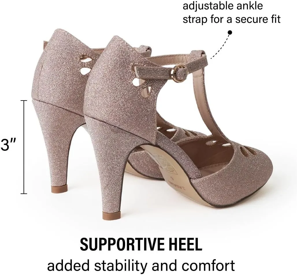 J. Adams Pepper Mary Janes - Vintage Cutout Low Kitten Heels Retro T Strap Pumps