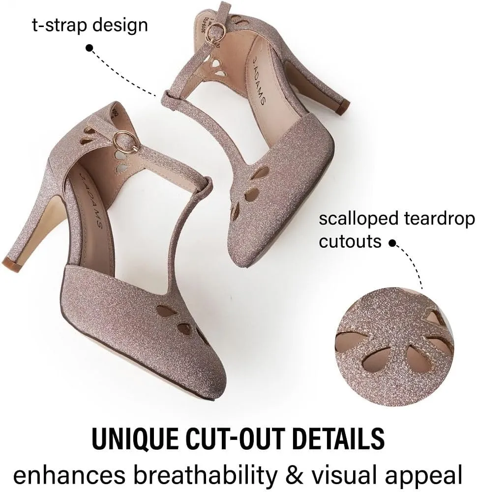 J. Adams Pepper Mary Janes - Vintage Cutout Low Kitten Heels Retro T Strap Pumps