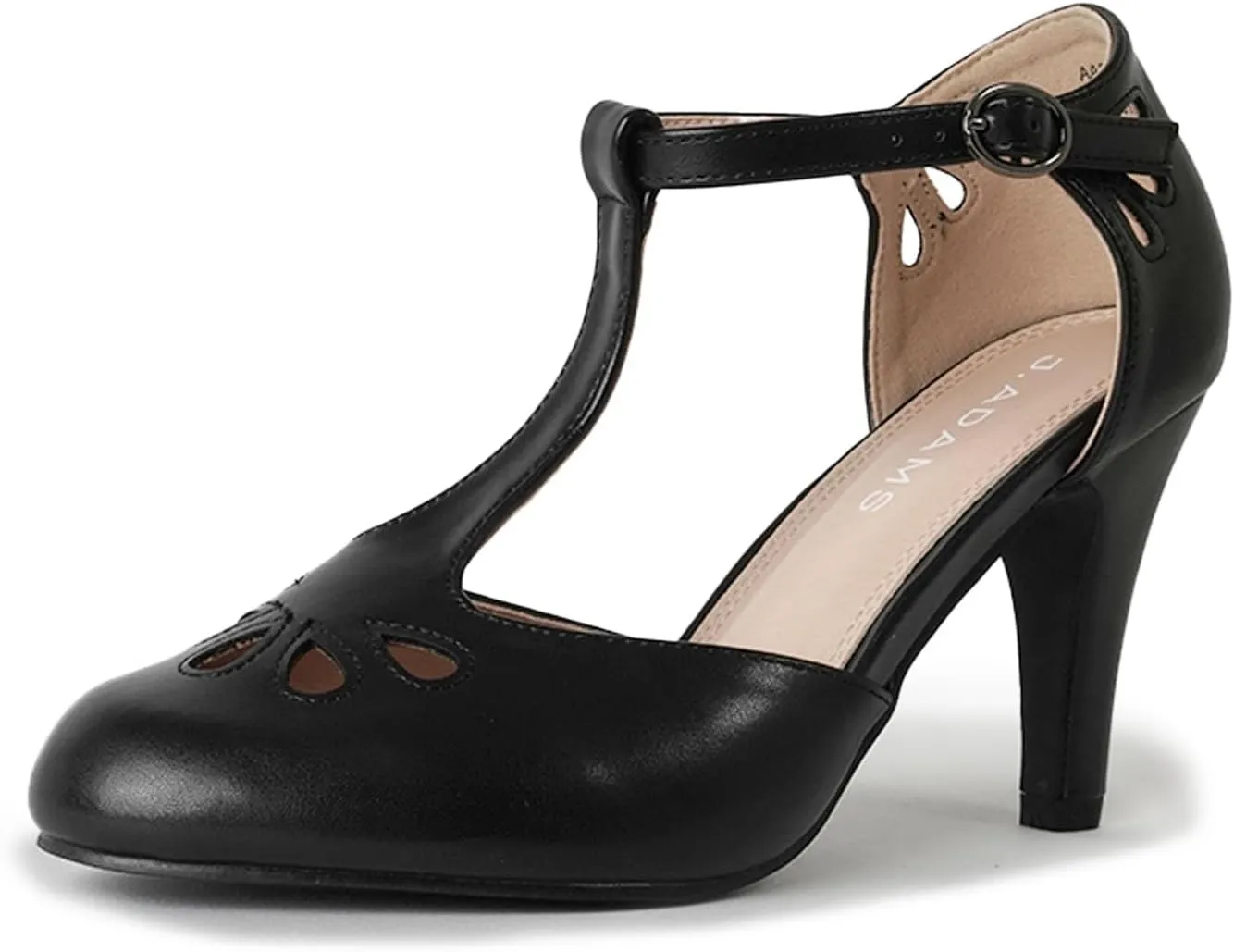 J. Adams Pepper Mary Janes - Vintage Cutout Low Kitten Heels Retro T Strap Pumps