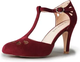 J. Adams Pepper Mary Janes - Vintage Cutout Low Kitten Heels Retro T Strap Pumps