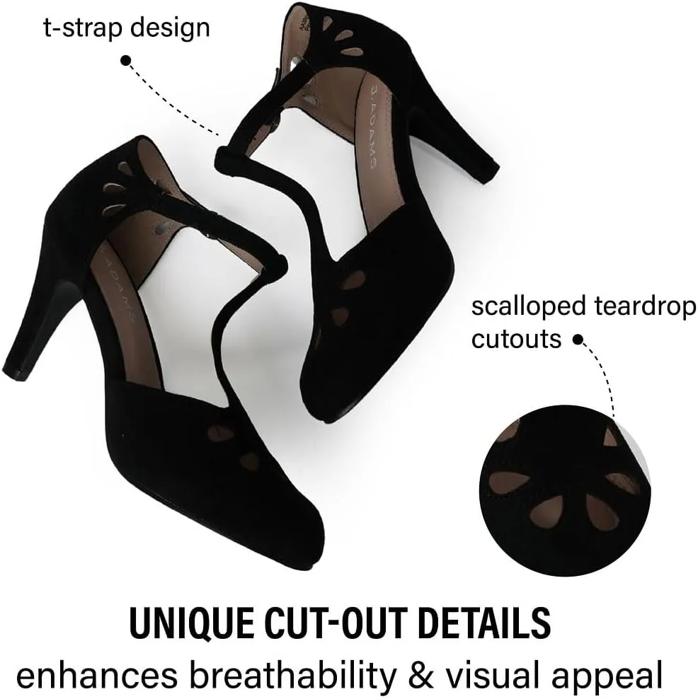 J. Adams Pepper Mary Janes - Vintage Cutout Low Kitten Heels Retro T Strap Pumps