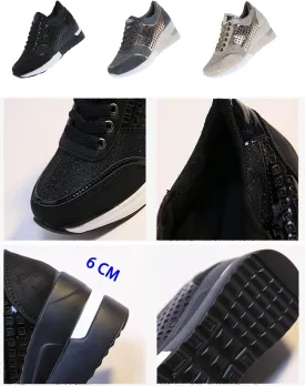 Keilinia Women's High Heeled Wedge Sneakers,2022 Fall Fashion Hidden Casual Comfort Breathable Lace Up Walking Platform Shoes