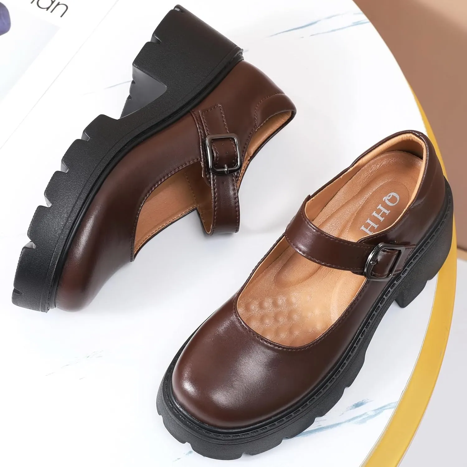Mary Jane Shoes Women Platform Mary Janes for Women Round Toe Chunky Heels Women's Pumps Fashion Classic Comfortable Dressy Business Casual Shoes Dress Shoes