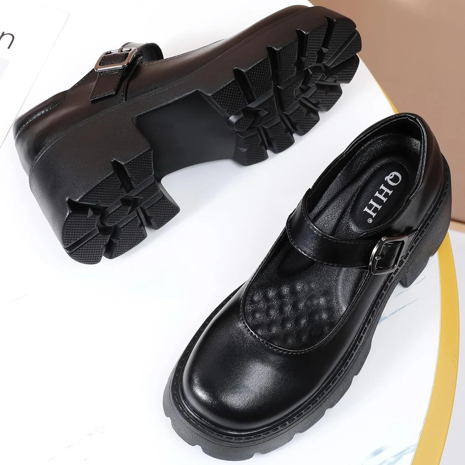 Mary Jane Shoes Women Platform Mary Janes for Women Round Toe Chunky Heels Women's Pumps Fashion Classic Comfortable Dressy Business Casual Shoes Dress Shoes