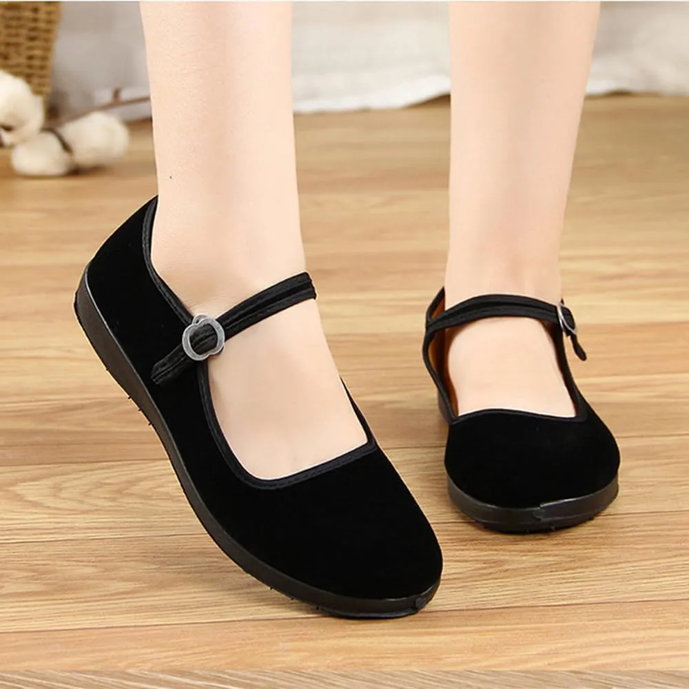 Mary Jane Shoes Women Velvet Flats ShoesChinese Shoes Yoga Ballet Dance Shoes