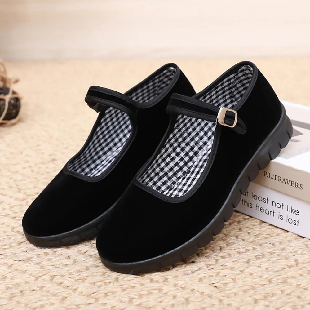 Mary Jane Shoes Women Velvet Flats ShoesChinese Shoes Yoga Ballet Dance Shoes