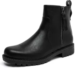 MEMON Women's Chelsea Boots Slip-on Fashion Low Heeled Booties for Women Casual Comfortable Black Ankle Booties Shoes