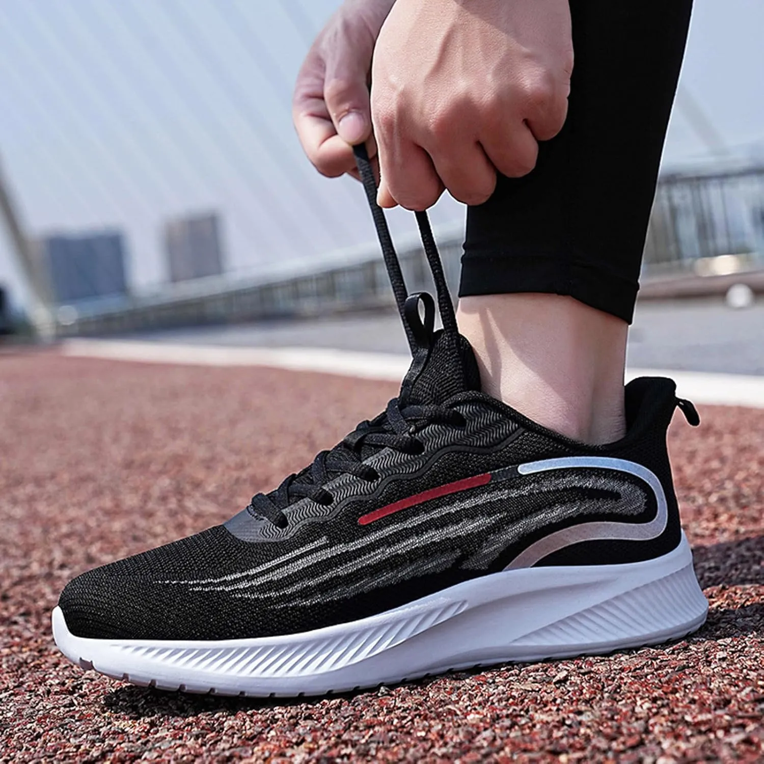 Men's Breathable Stretch Workout Shoes Lightweight Breathable Slip On Running Shoe Men's Business Casual Shoes
