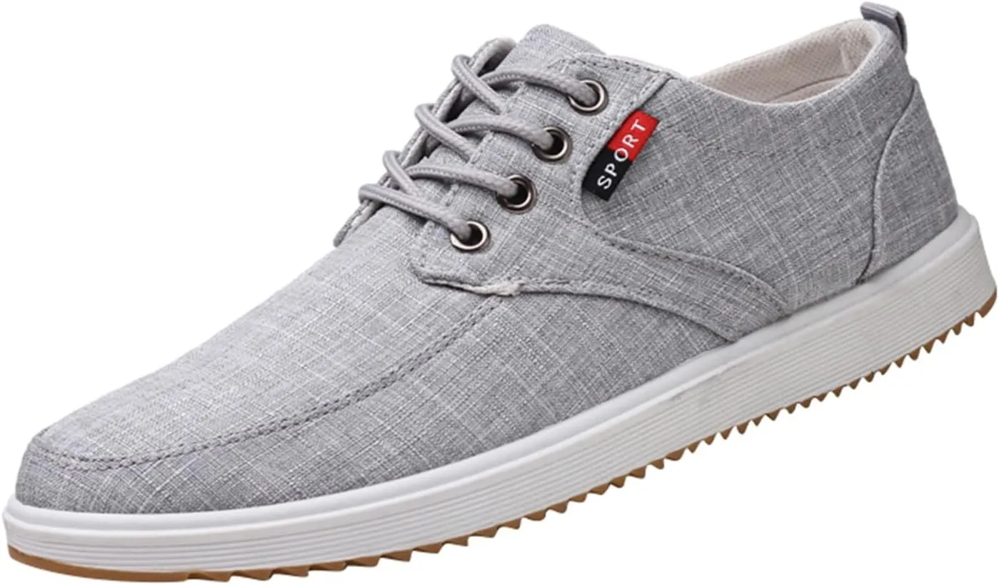 Mens Canvas Casual Sneakers Comfortable Non-Slip Walking Shoes Comfortable Lace-Up Work Shoes Golf Shoes Street Shoes