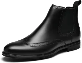 Mens Chelsea Boots,Dress Boots For Men,Slip-on Formal Dress Boots for Men Casual Ankle Boots Classic Brogue Style