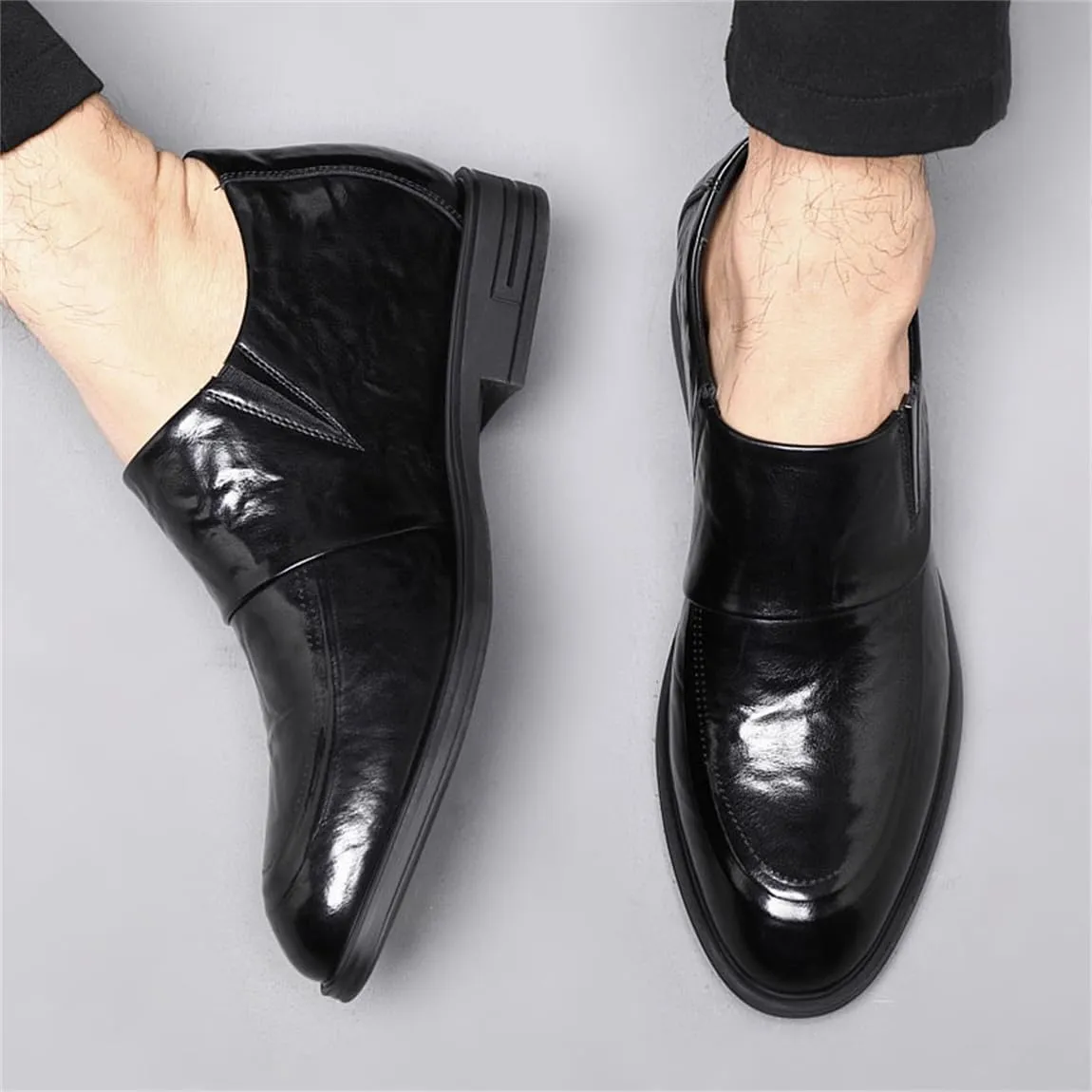Mens Formal Elevator Shoes Leather Lace Dress Shoes Classic Fashoin Height Increase Wedding Party Oxford Shoes